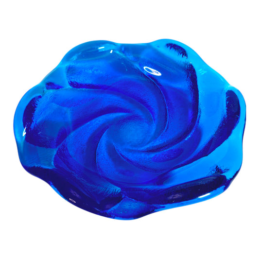 Vintage Fenton Cobalt Blue Heavy Art Glass Blue Swirl Textured Bowl, Ash Tray