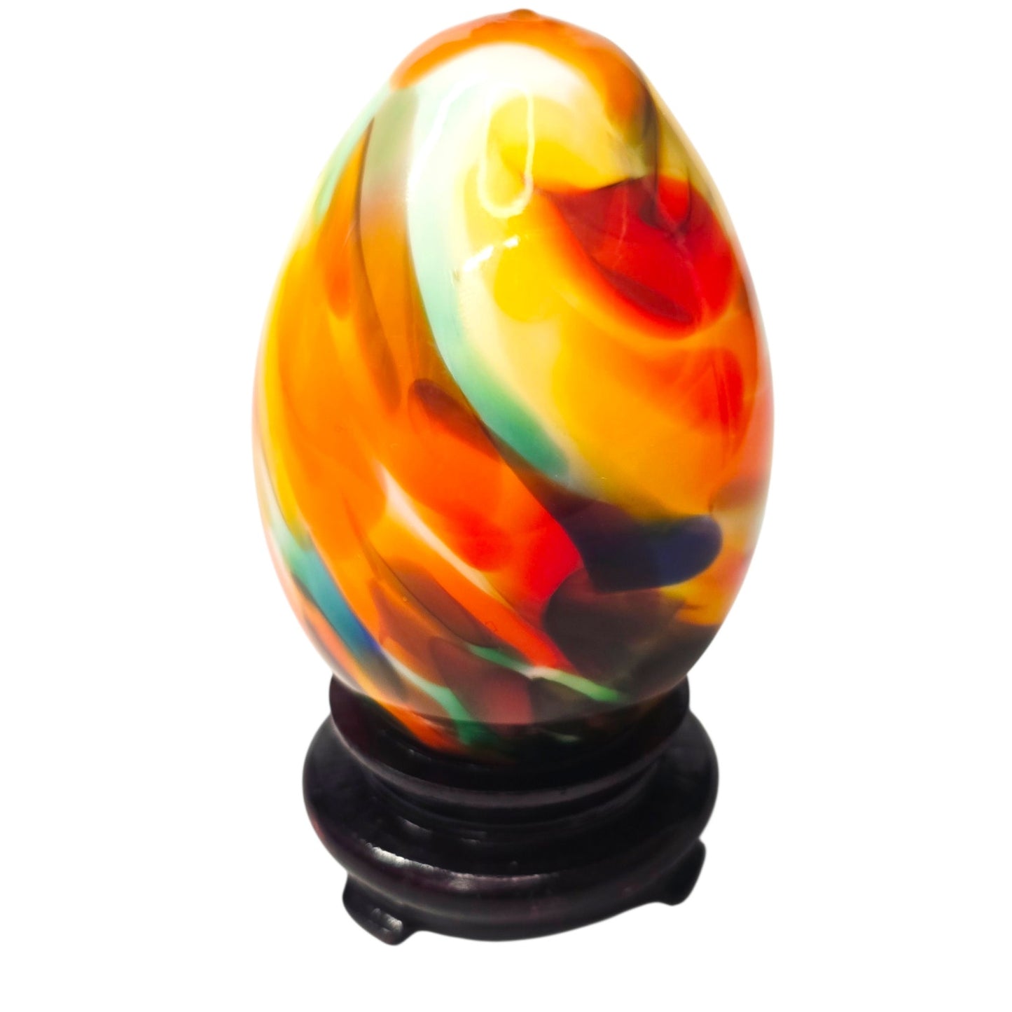 Vintage EXBOR Czech Republic Art Glass Egg Sculpture - Hand Blown Bohemian Glass