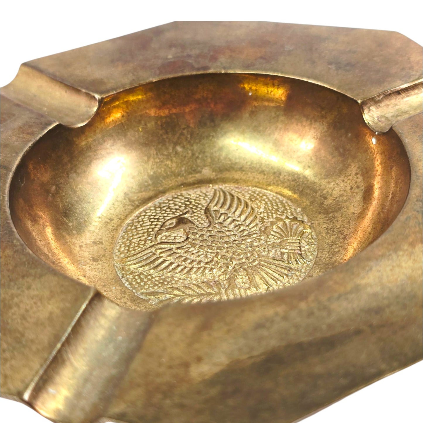 Vintage Brass Ashtray Great Seal of United States, Bald Eagle Strength Freedom