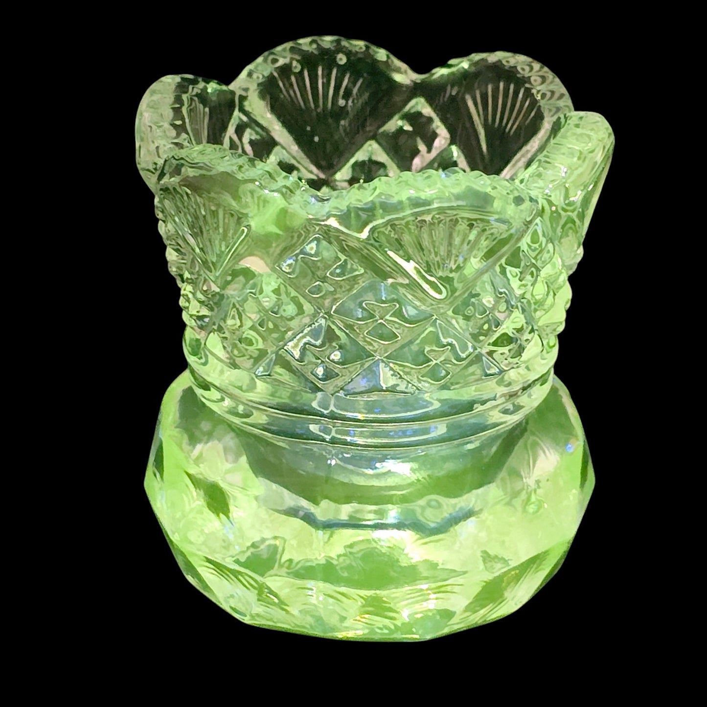 Vintage Glowy Westmoreland Glass "Fan and File" Toothpick Vase