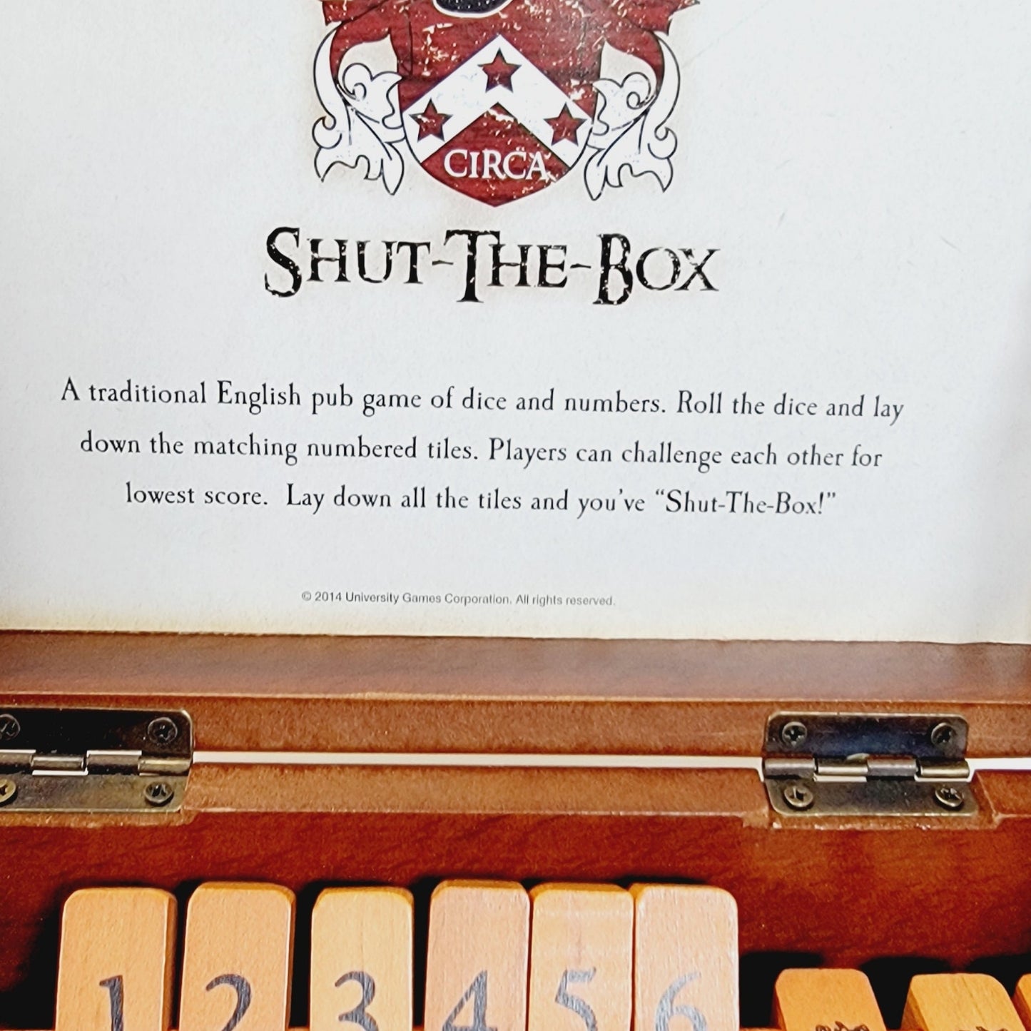 Shut-the-Box Wooden Dice Game in Case, Pub Game by Front Porch Classics, 9 Number Game