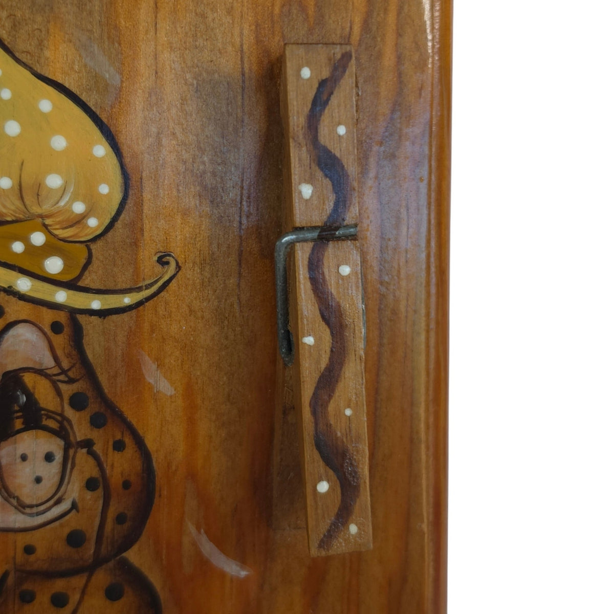 Vintage Wooden Frog Note Holder Wall Plaque Hand Painted Folk Art 11.25"