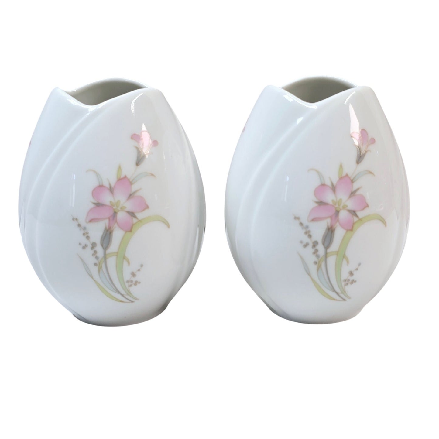 Set of 2 Porcelain Arzberg Tulip Vases Germany, Tulipano Vase, Egg-Shaped Vase