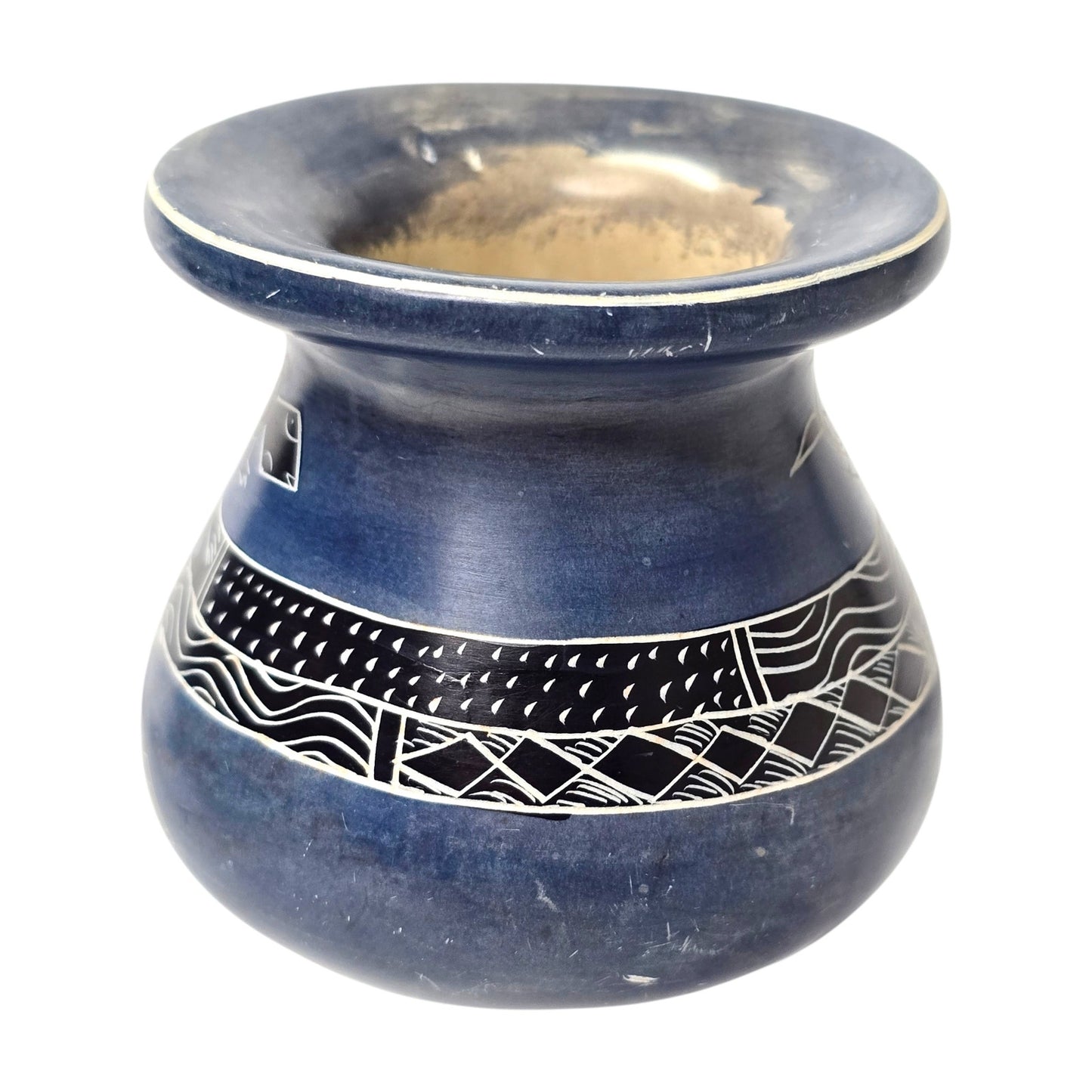 Soapstone Turtle Vase Carved Tribal Etched Animal Motif Decorative Collectible