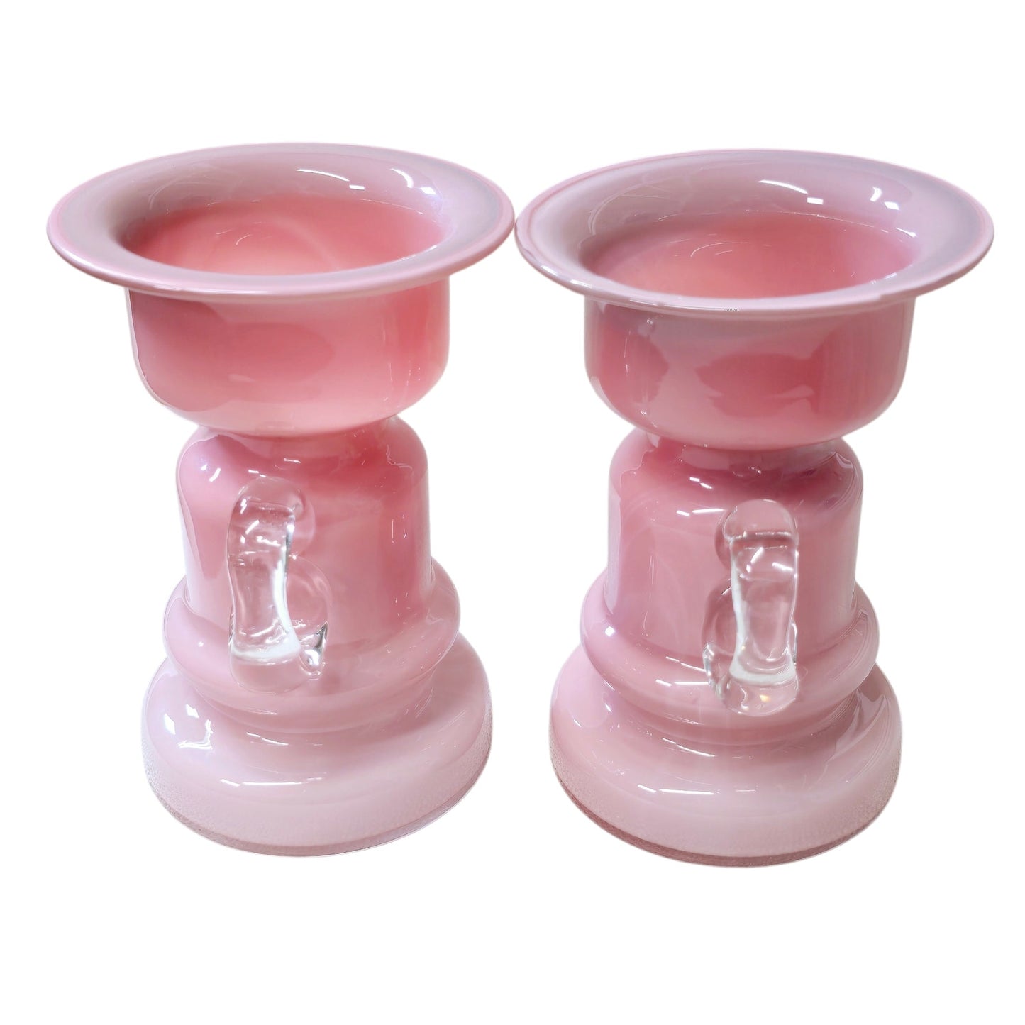 Pink Polish Glass Vases, Jerzy-Sluczan-Orkusz Midcentury Vintage Candle Holder