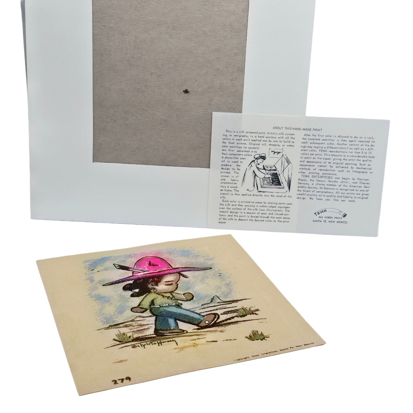 Gerda Christoffersen Signed Tewa Silk Screen Print Native American Child Papoose