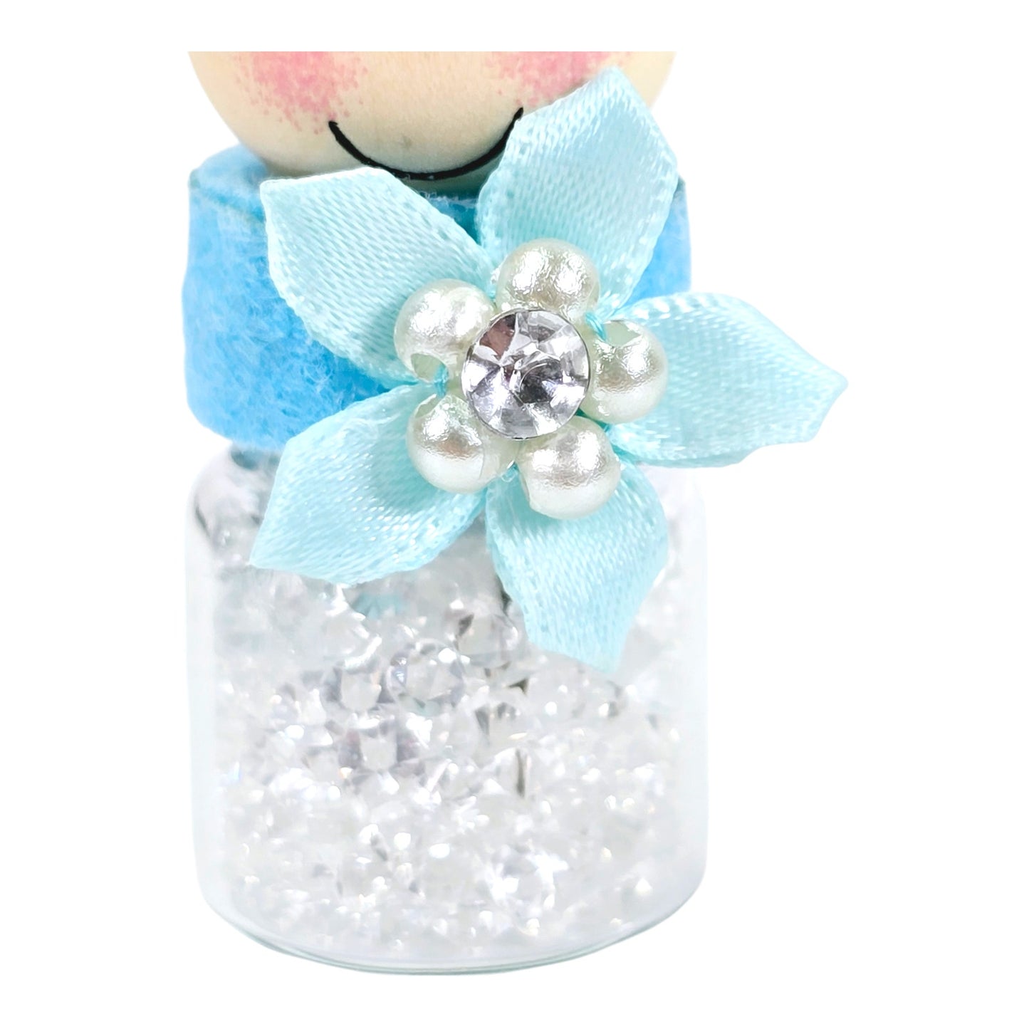 Turquoise Blue Flower Sparkly Single Hat Pin Holder