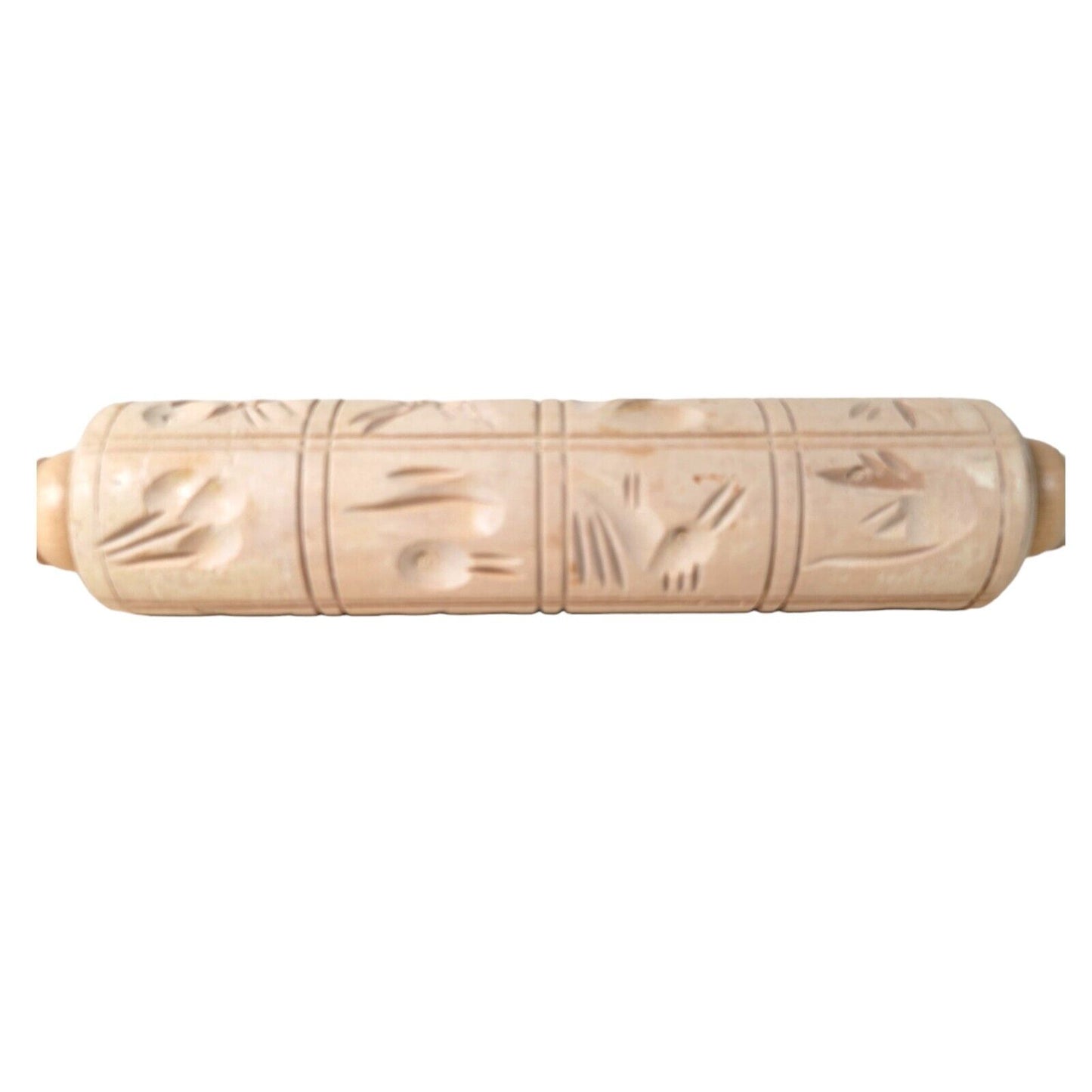 Wooden Spingerle Carved Molds Rolling Pin, Vintage Mold Rolling Pin