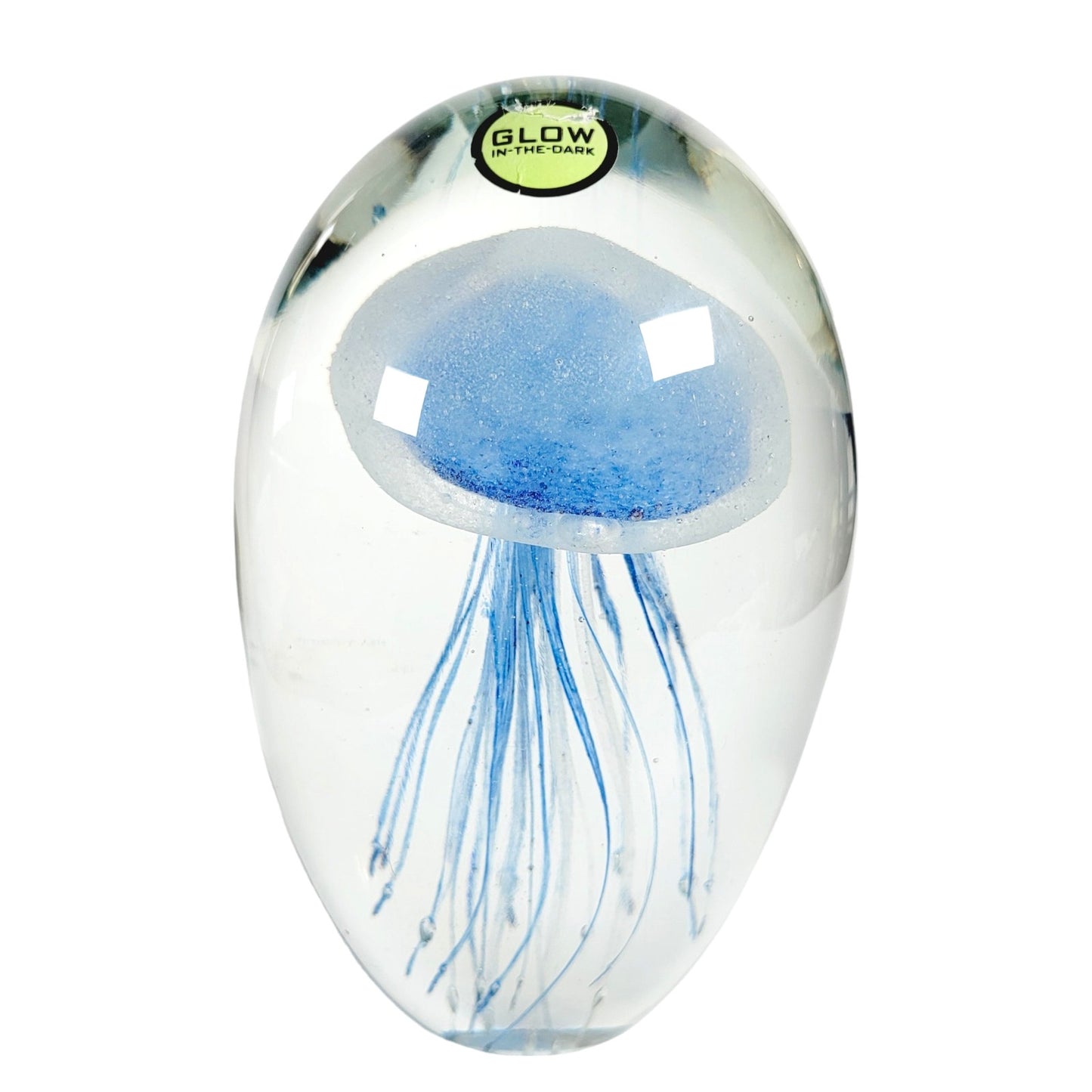 Large Glass Jellyfish 6" Blue Paperweight - Beautiful Design Art Glass