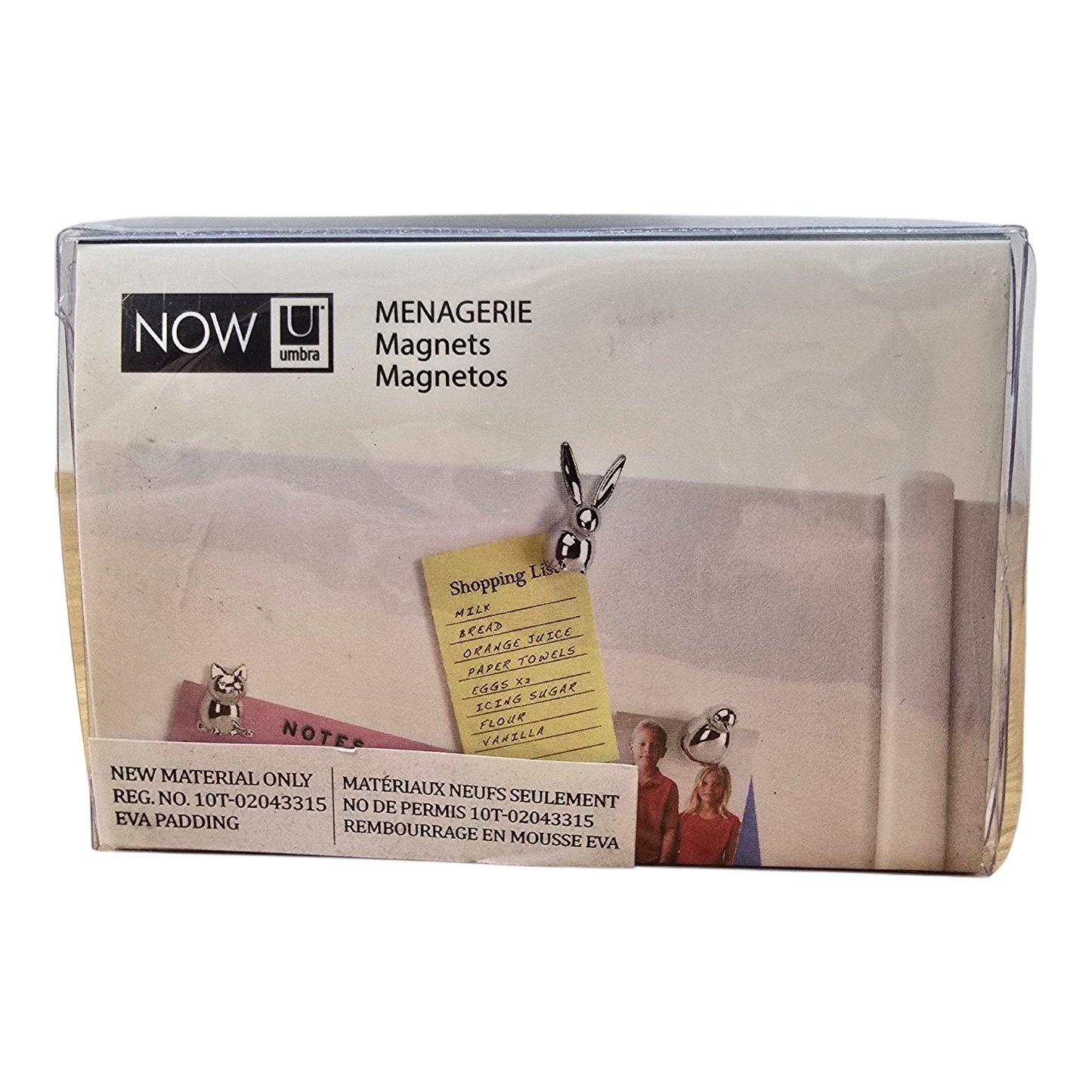 Umbra NOW Menagerie Magnets Set 3 Chrome Cat Bird Bunny Animal Figurine NIB