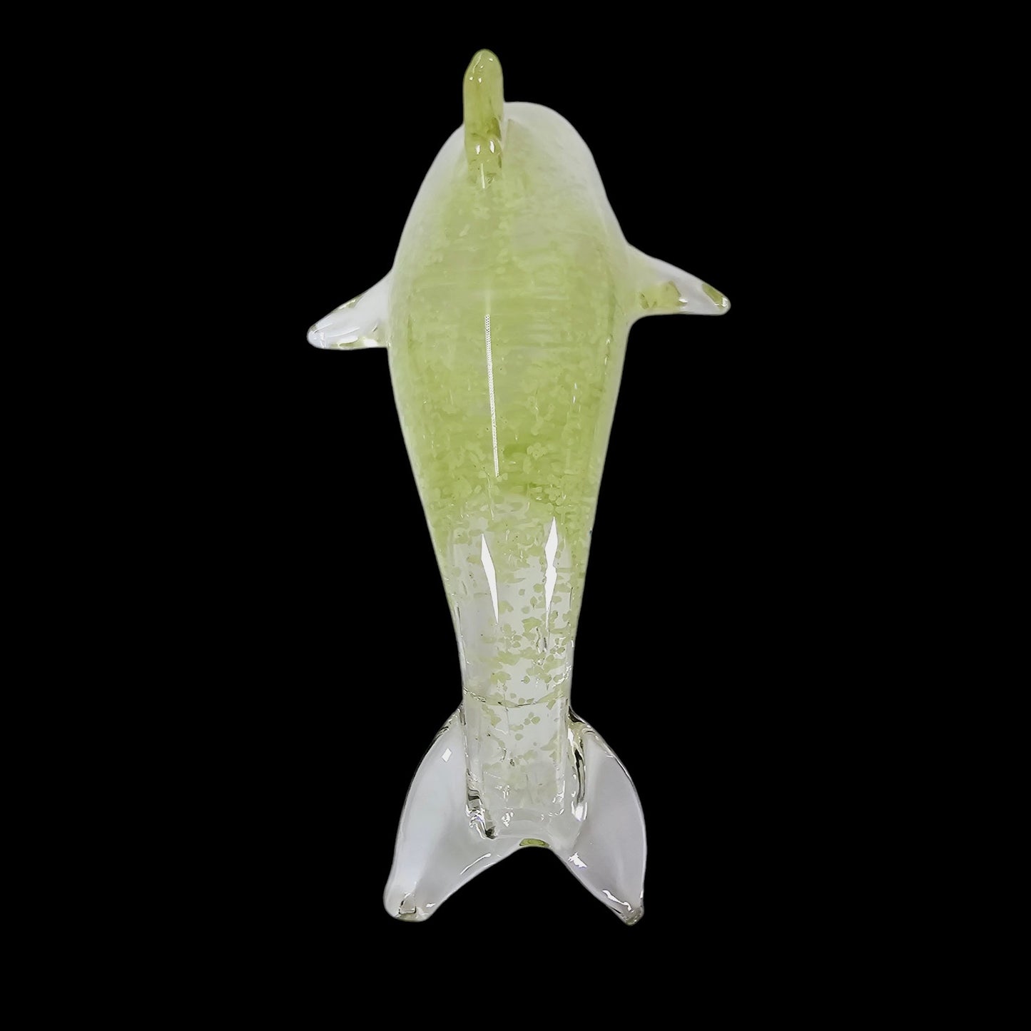 Glowy Hand-Blown Art Glass Dolphin, Glows in the Dark & UV Reactive, 7 1/8" W