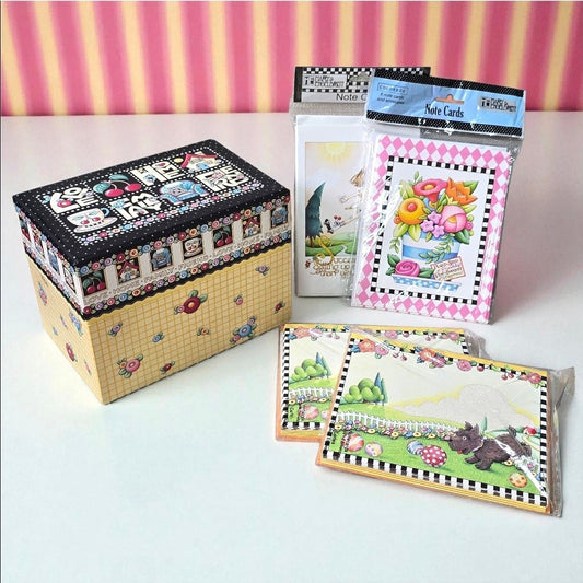 Mary Engelbreit Note Cards LOT with Card Storage Box