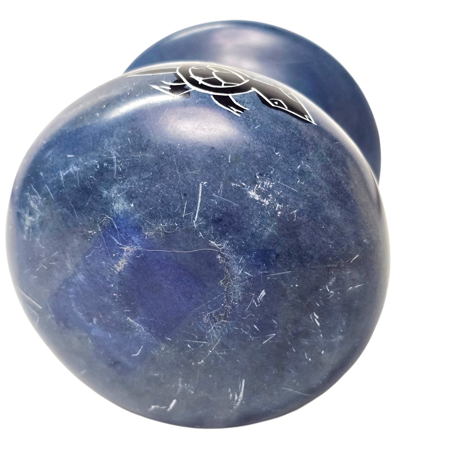 Soapstone Turtle Vase Carved Tribal Etched Animal Motif Decorative Collectible