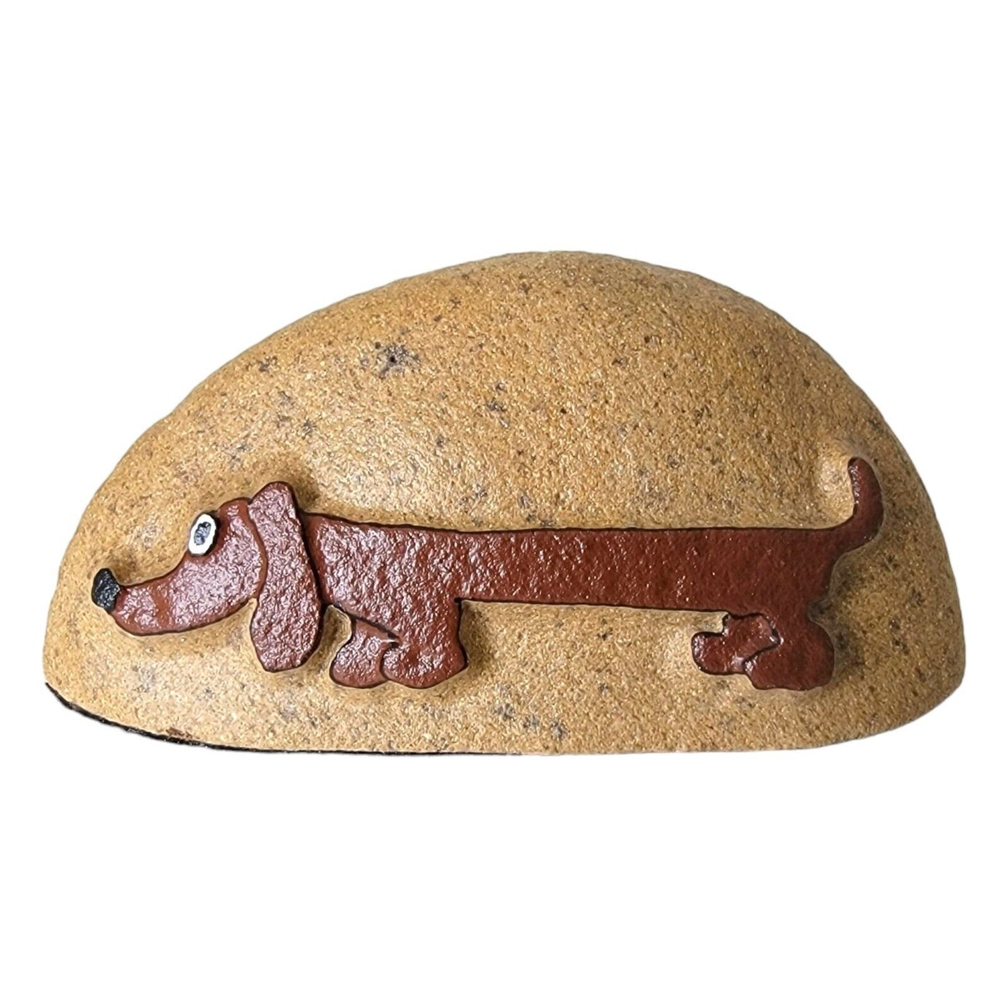 Vintage Weiner Dog on Faux Rock Paperweight, by Monkey Business