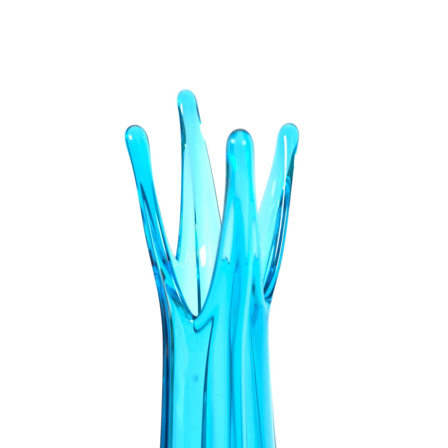 LE Smith Blue Swung Vase 4 Finger Mid Century Modern Vintage Simplicity 13.5"