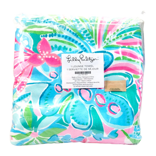 New Lilly Pulitzer Lounge Towel Beach Towel 40x72 Aqua Tropical Pink Oversized