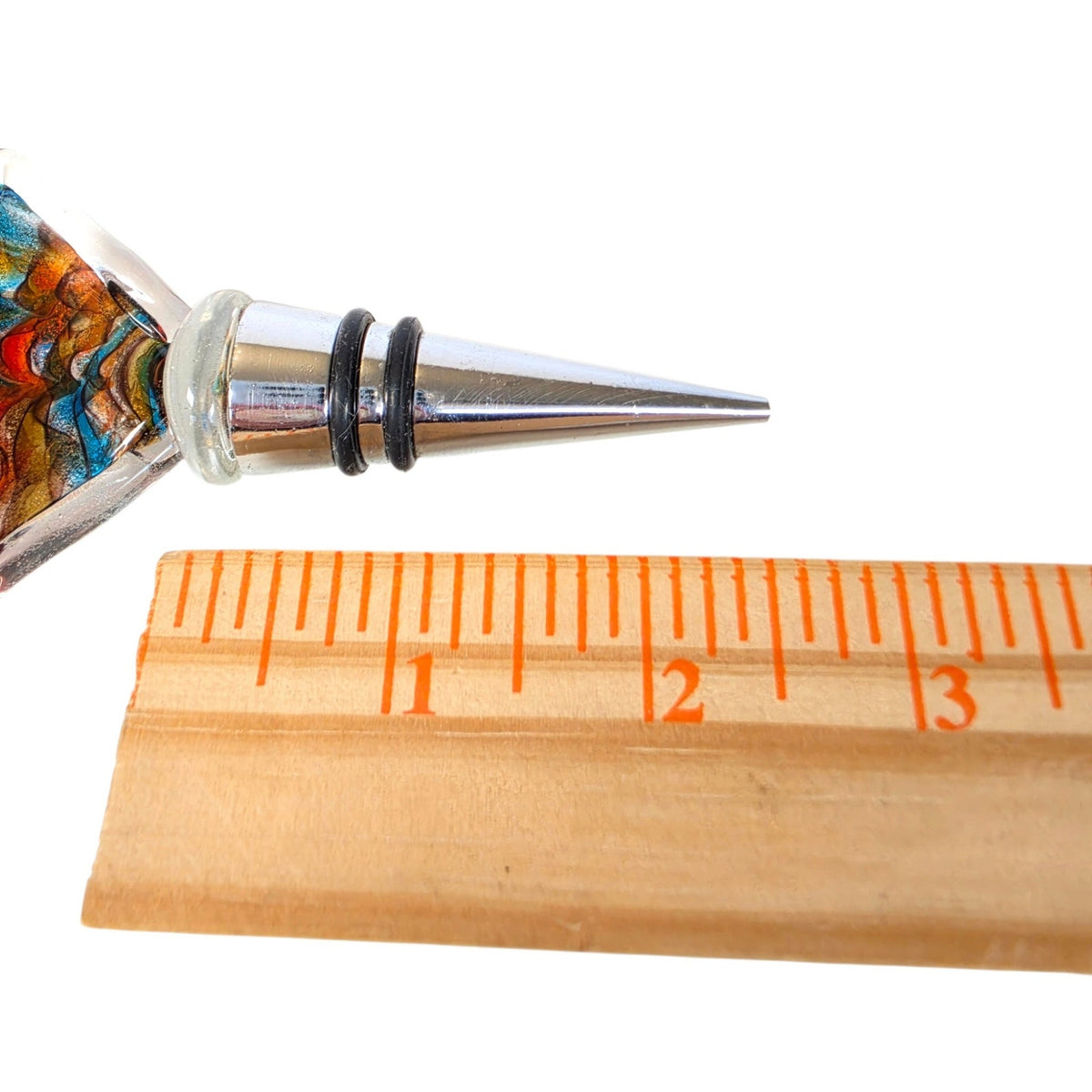 Multicolor Art Glass Wine Bottle Stopper Folded Glass Square Abstract Retro