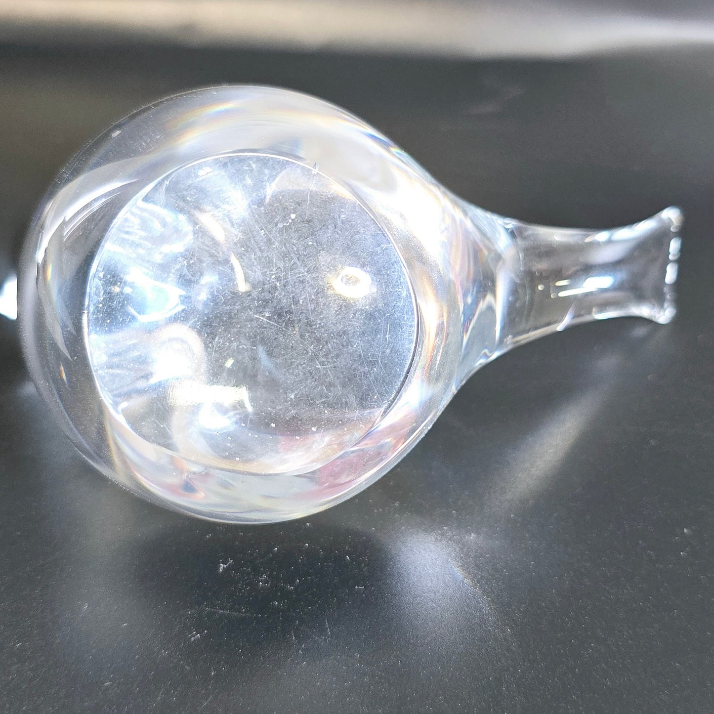 Handblown Clear Art Glass Whale, Polished Bottom