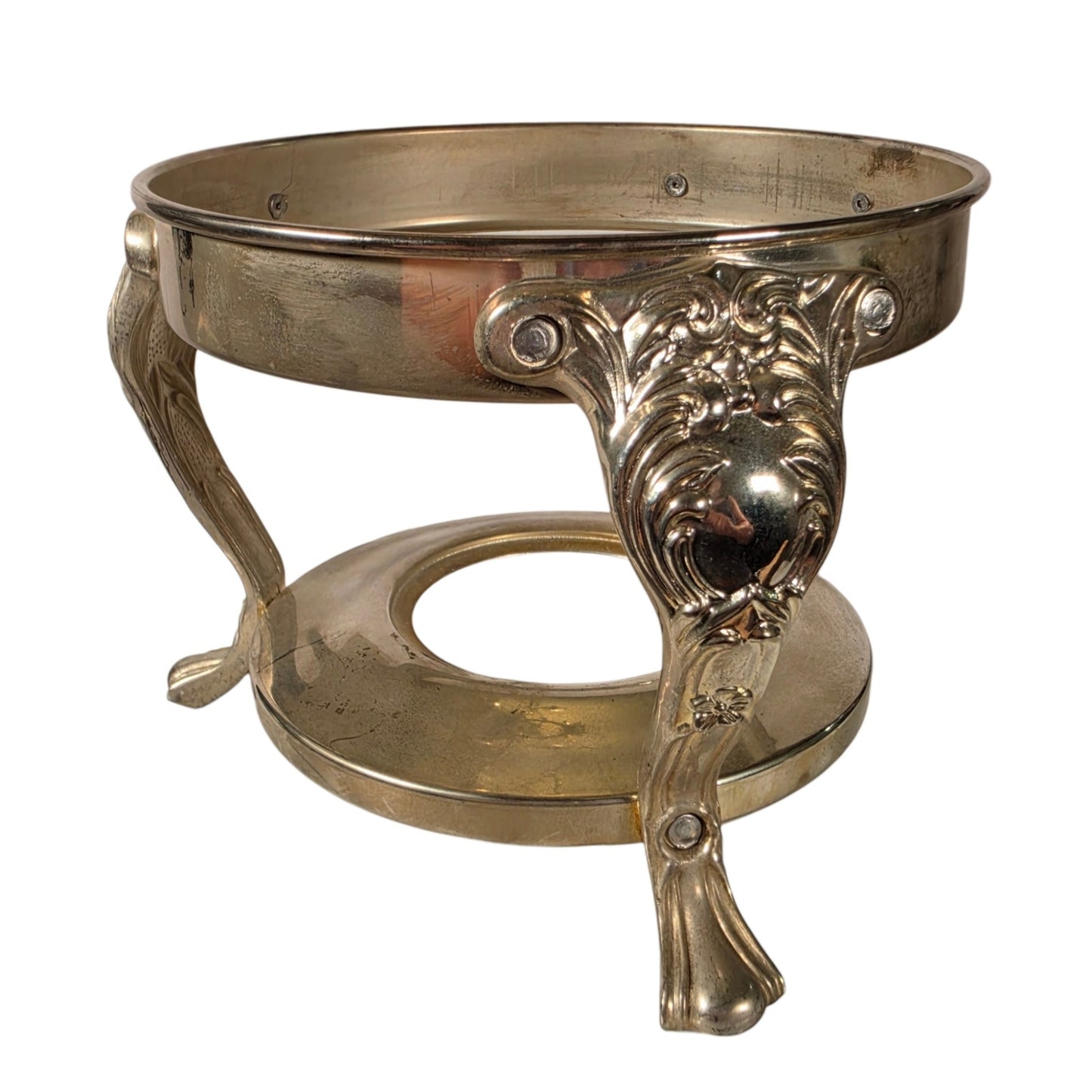 Vintage Silver Plated Plant Stand Cachepot Ring Lion Paw Feet Neoclassic Design
