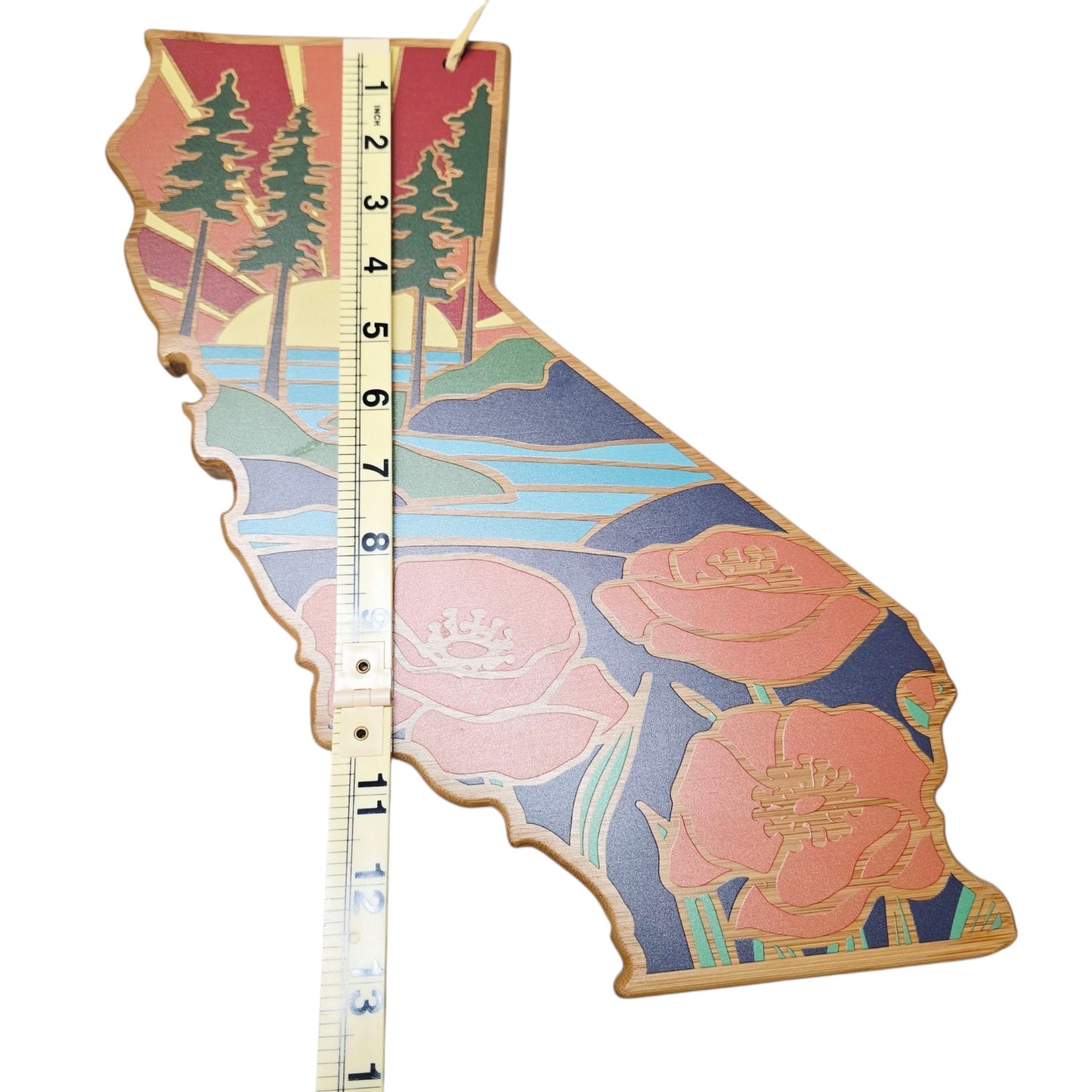 (Reserved for Customer) California Shaped Bamboo Board Summer Stokes Art 2022 Totally Bamboo Brand