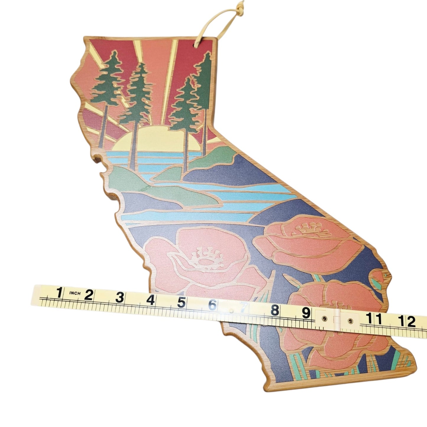 (Reserved for Customer) California Shaped Bamboo Board Summer Stokes Art 2022 Totally Bamboo Brand