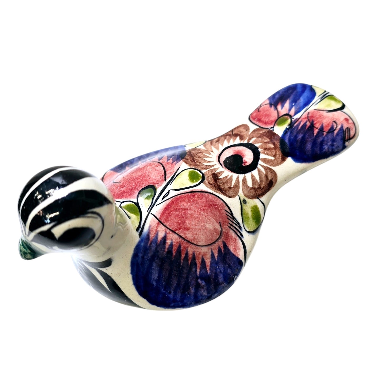 Hand Painted Mexican Floral Dove Tonal Pottery Bird