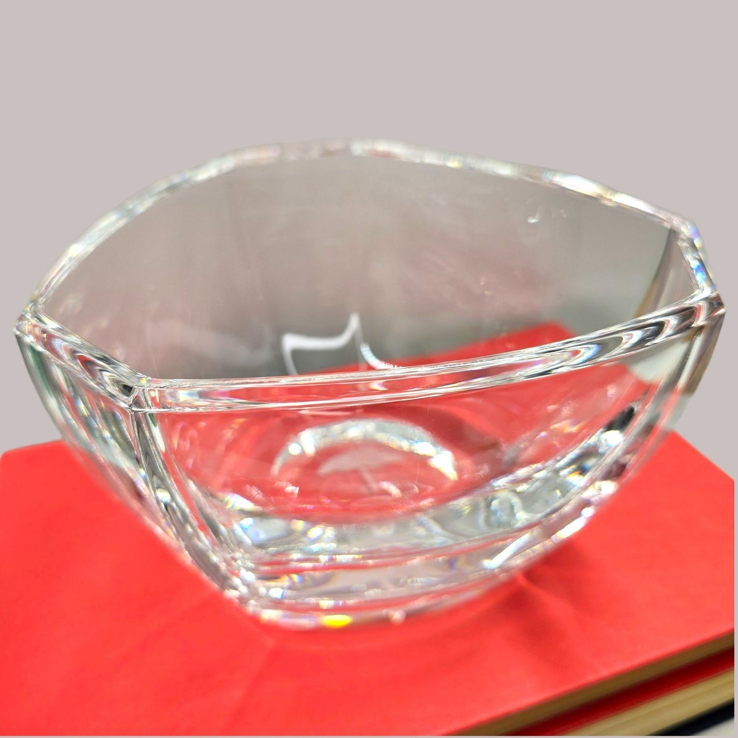 Tiffany & Co Travelers Umbrella Etched Crystal Display Bowl Elegant 6.5" Classic Heavy