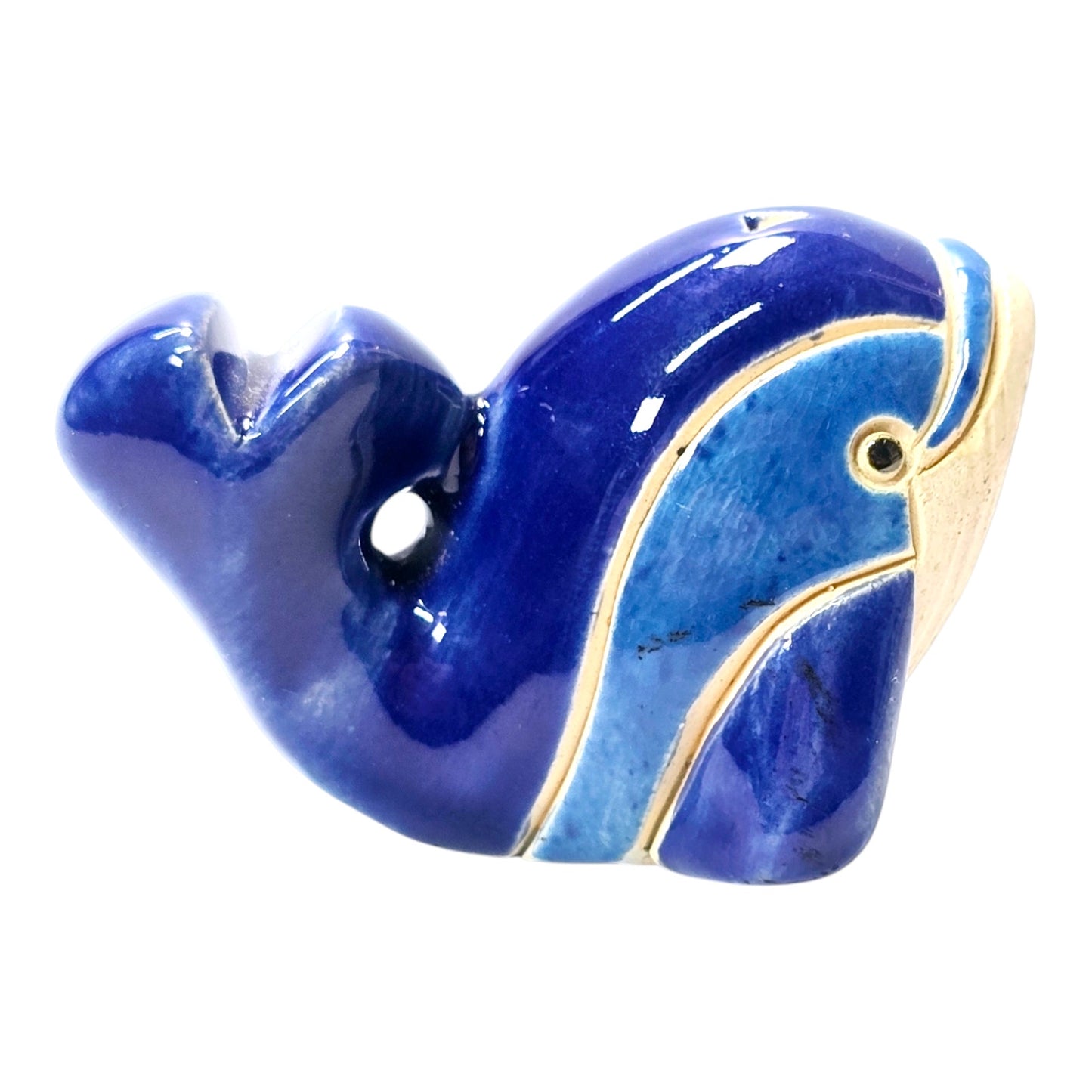 Artesania Rinconada Classic Blue Glaze Orca Whale - Dolphin Figurine