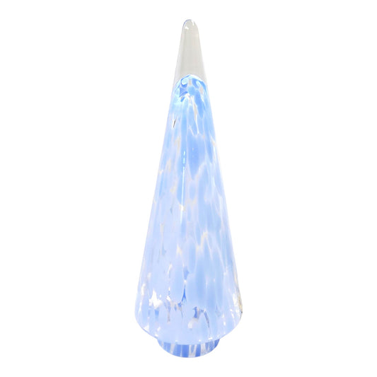 Handblown Art Glass Tree Periwinkle Blue Swirl Hollow 11" H