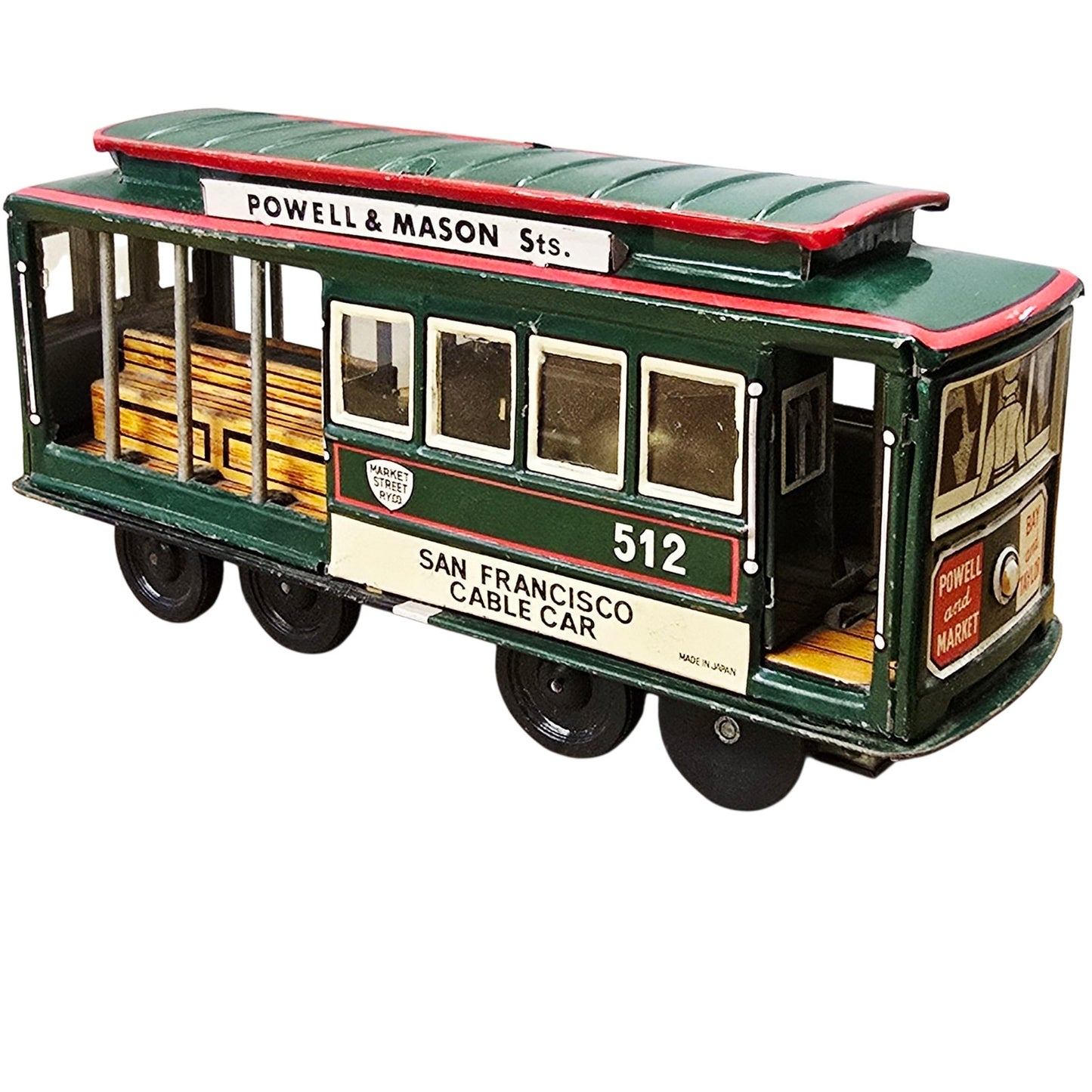 Vtg Tin Litho San Francisco Cable Car 512 Toy Japan Friction Bell
