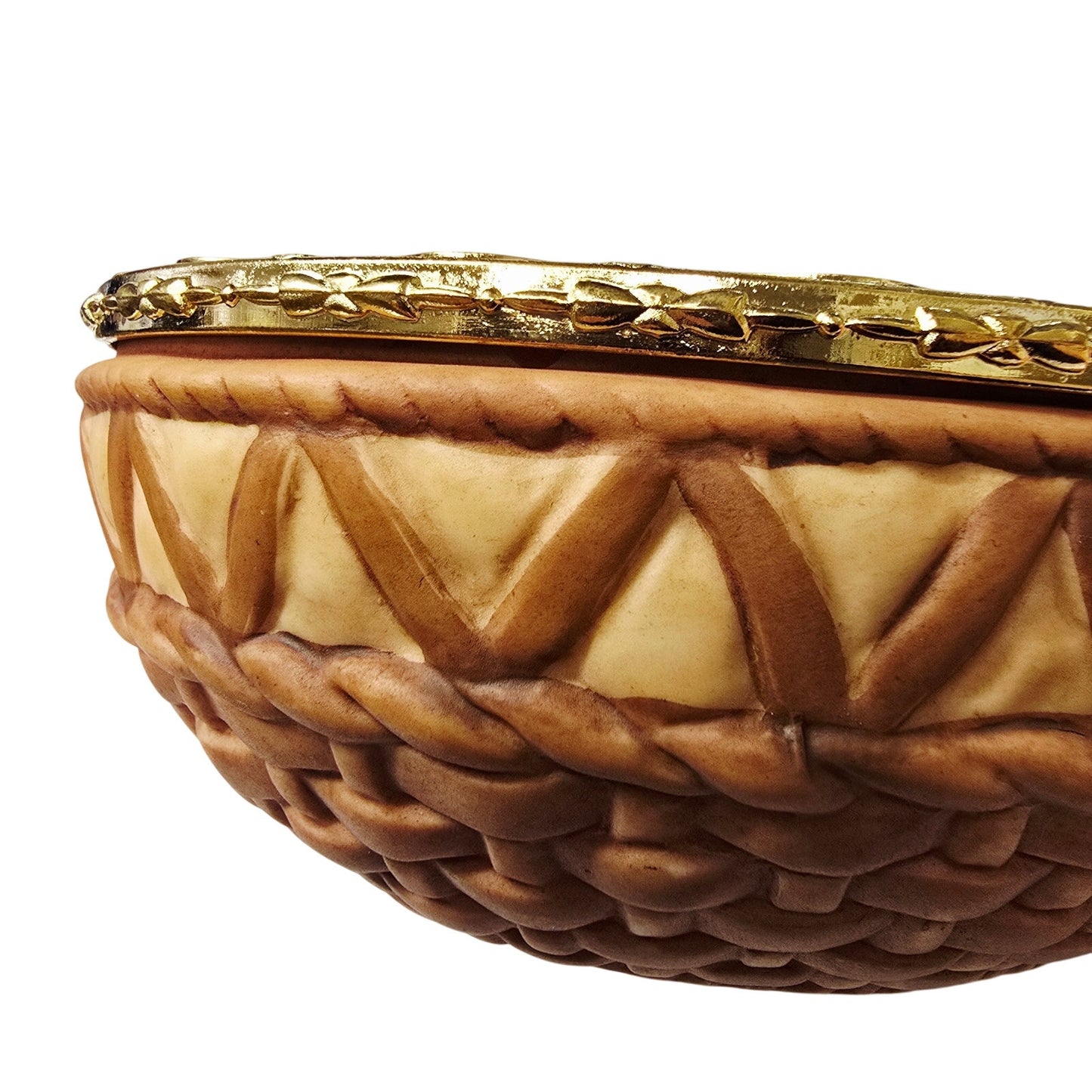 Large 9" Porcelain Easter Bunny Basket Lidded Centerpiece