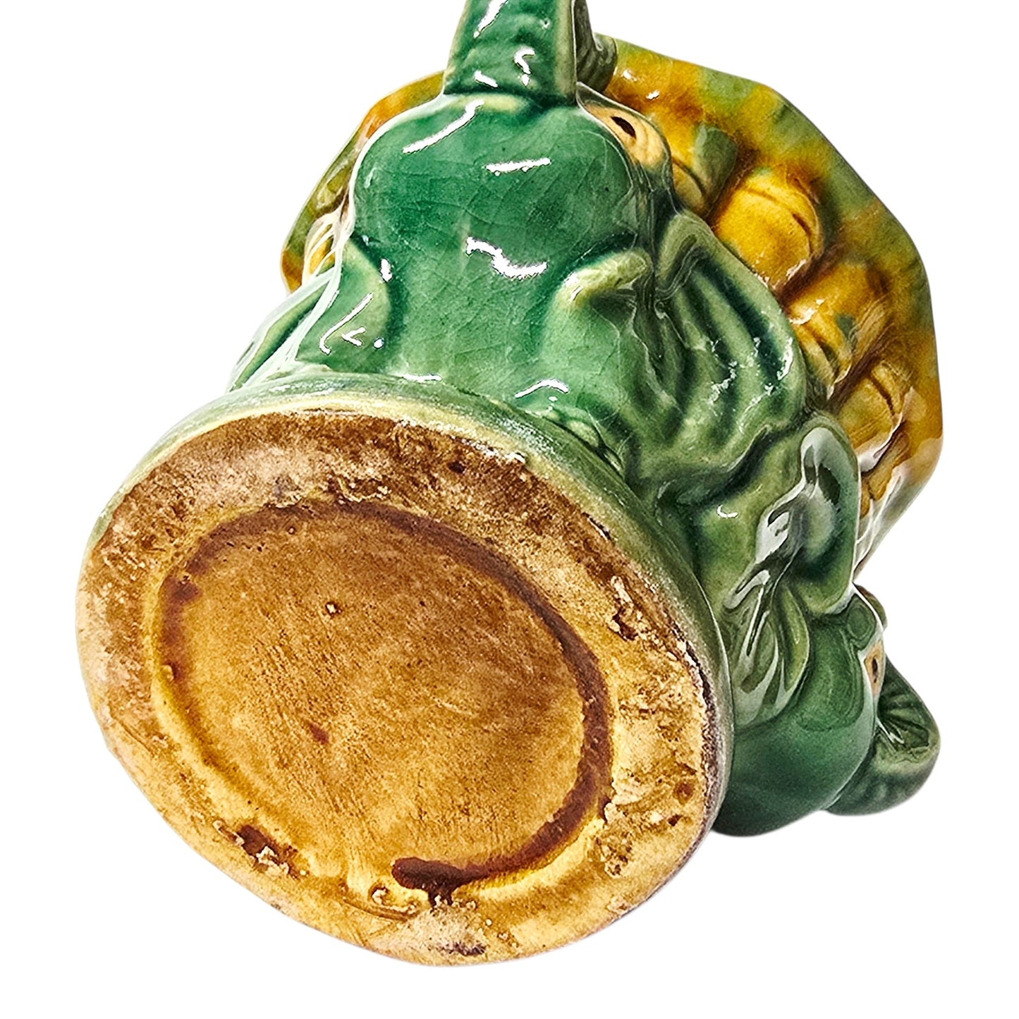 Vintage Majolica Style Elephant Planter Green Drip Glaze Ceramic Lucky Elephants