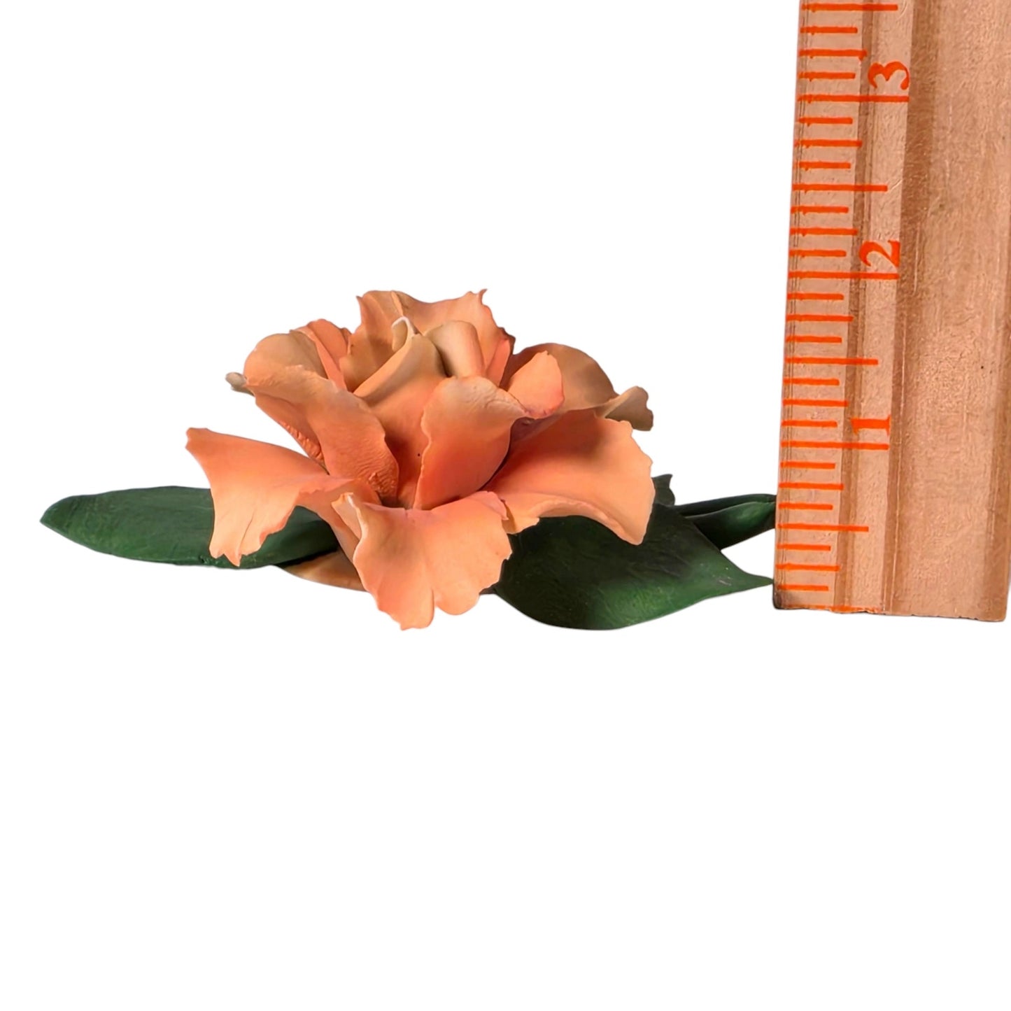 Vintage Nuova Capodimonte Italy Porcelain Rose Peach Flower Figurine