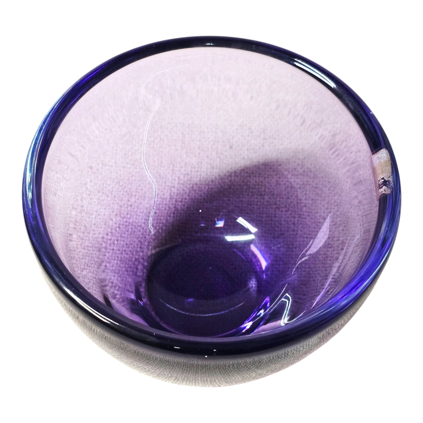 Authentic MCM Smålandshyttan Sweden Art Glass Candle Holder Purple Scandinavian