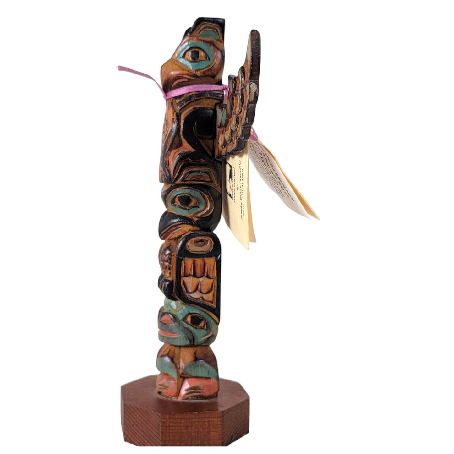 Alaska Black Diamond Hand-Crafted Ray Moore Cedar Totem "Halibut Stew"