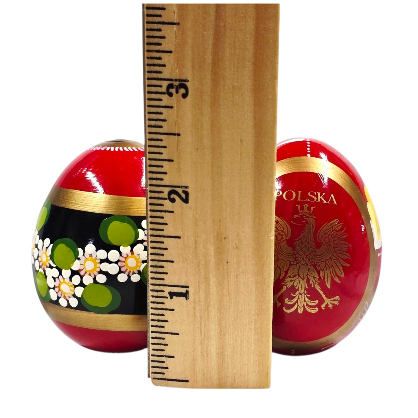Set of 2 Polish Arteggs Hand Painted Easter Eggs Polish White Eagle Floral Folk