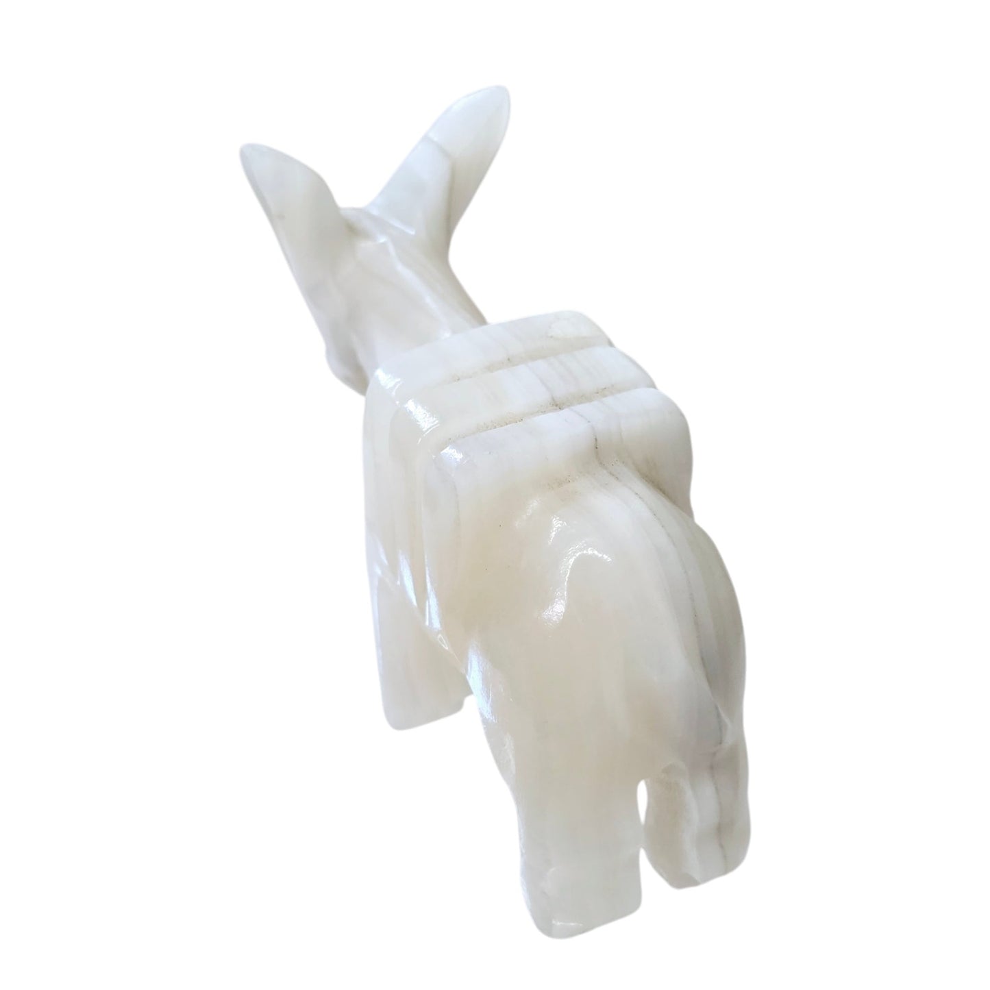 Hand Card White Onyx Burro Mule with Pack Saddle, Donkey, Nativity