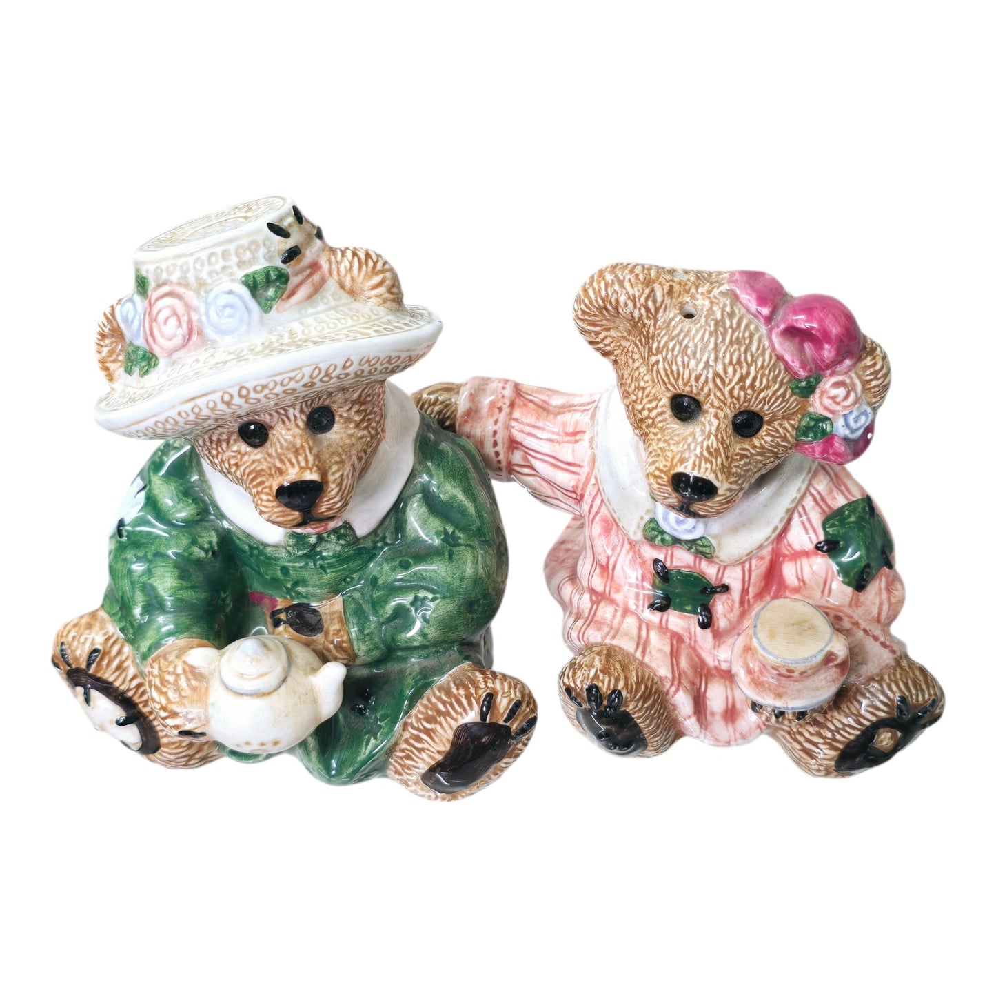 Vintage Boyds Bears Bearware Pottery Emma & Bailey Tea Time Salt & Pepper Shakers