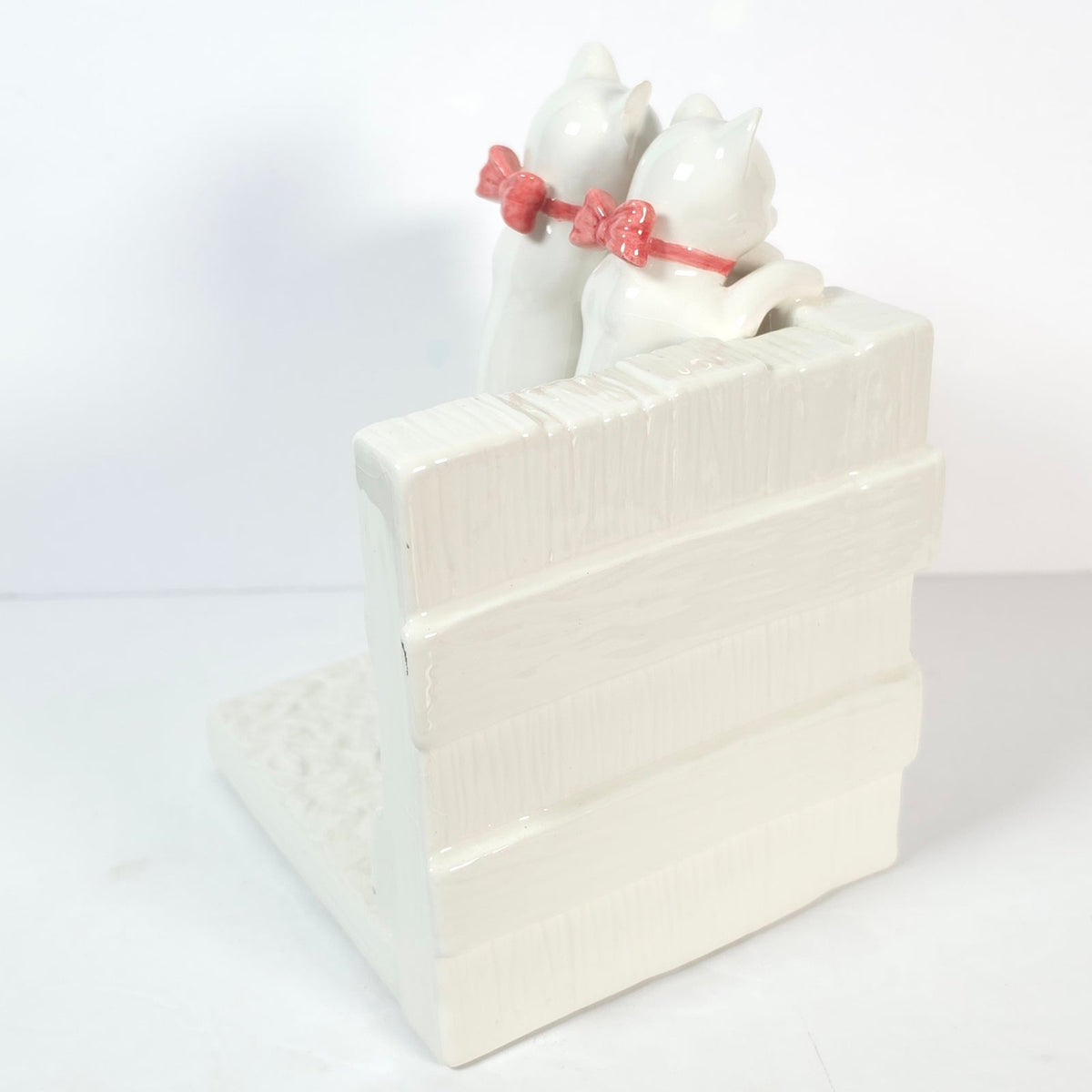 Punch Studio Ceramic Kitten Cat Bookend Pink Bows Floral Garden Wall READ