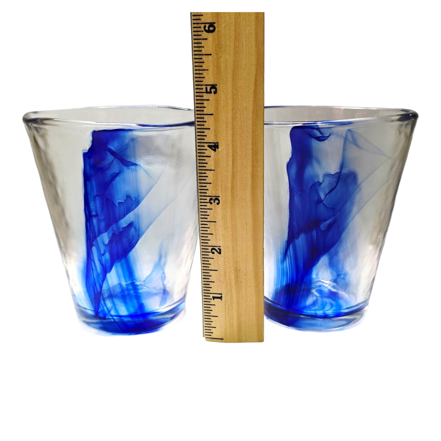Bormioli Rocco Hand Blown Glasses, Italian Cobalt Blue Swirl Glasses, Heavy Glass