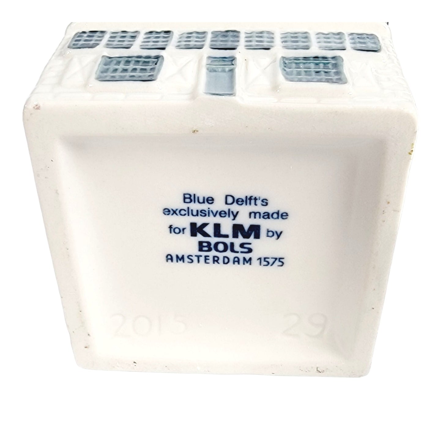 Set of 2 KLM Blue Delft by BOLS Holland Miniature Houses Amsterdam 1575 2015 #47 and #29