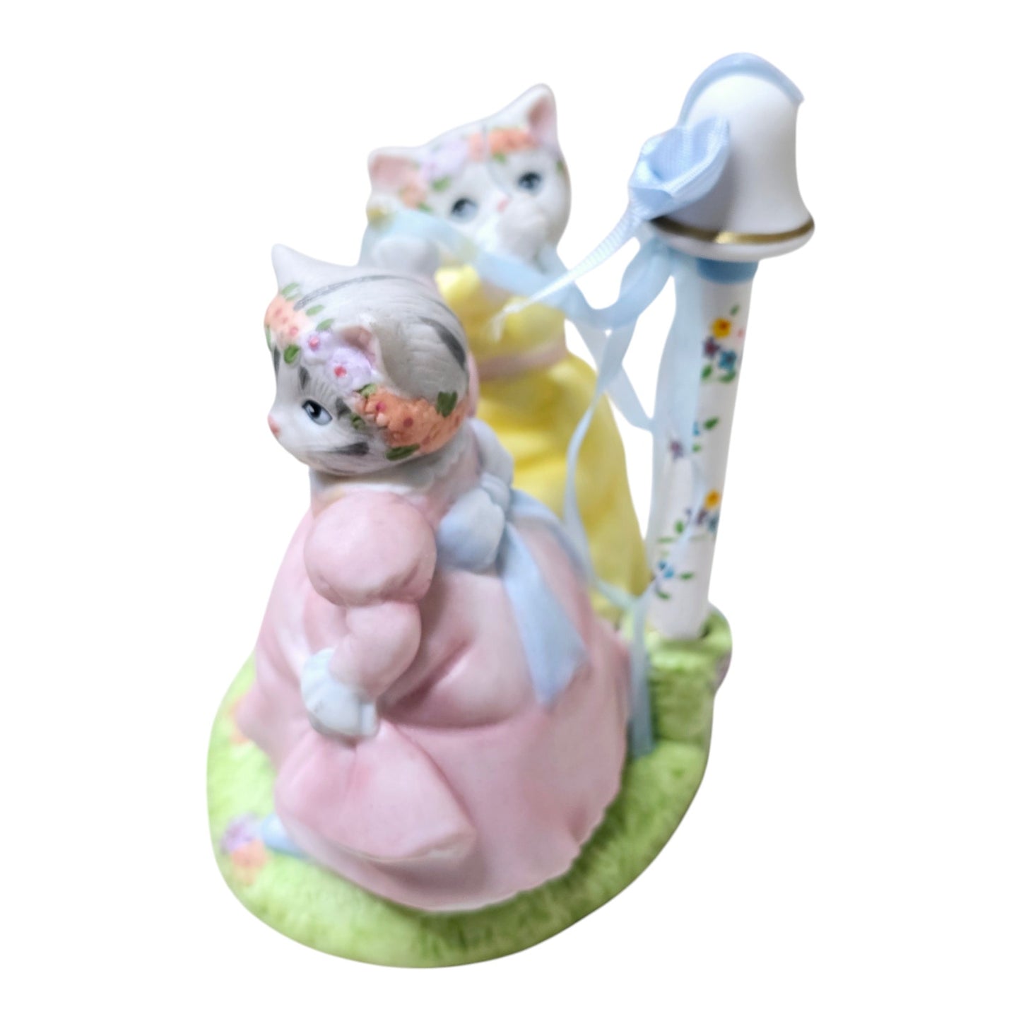 Schmid Kitty Cucumber Priscilla "Dance 'Round the Maypole" 1992 4th and Final Annual Cat Figurine