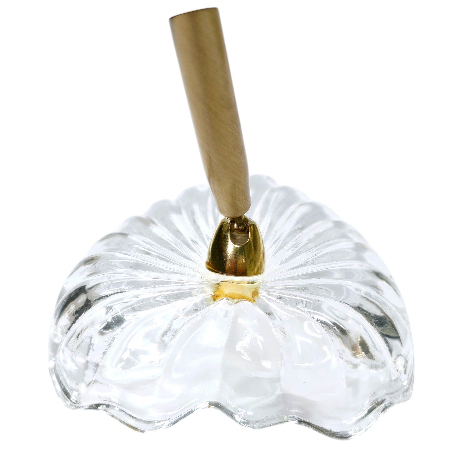 Gold Tone Pen Holder with Lead Crystal Heart Shaped Base Desktop Pen Holder