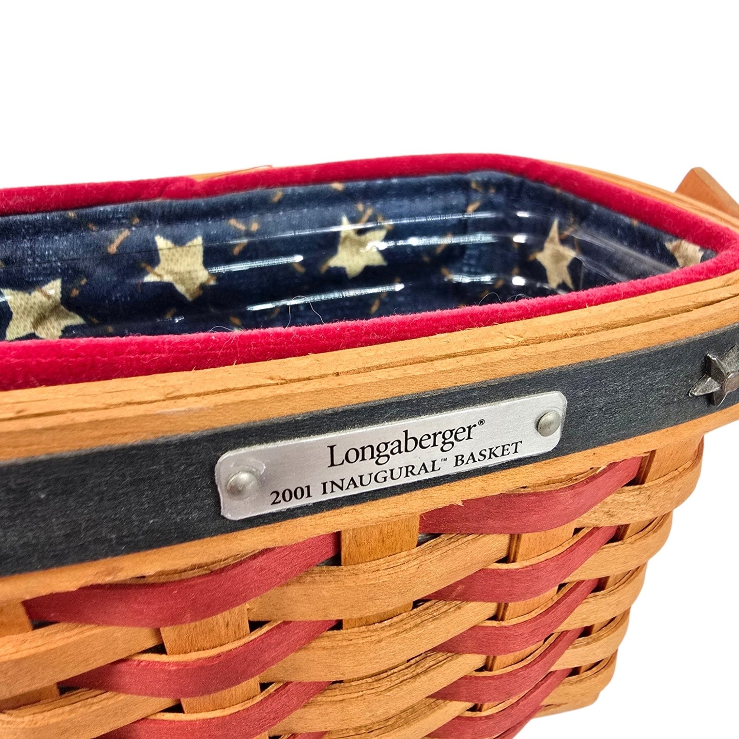 Pair Vintage Longaberger Patriotic Baskets 1998 Anniversary & 2001 Inaugural Set
