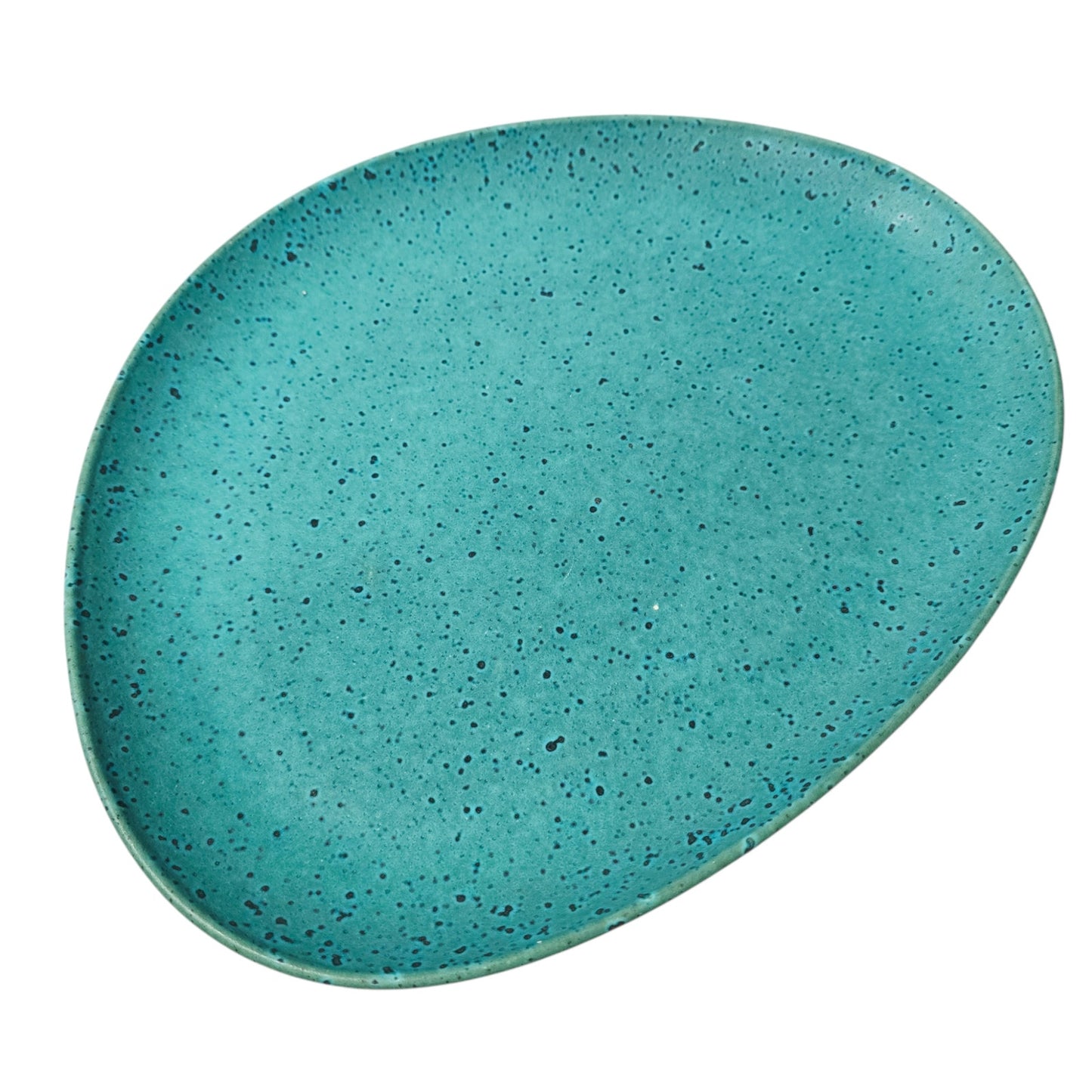 Anthropologie Zoysia Turquoise Speckled Ceramic Oval Platter - 15"