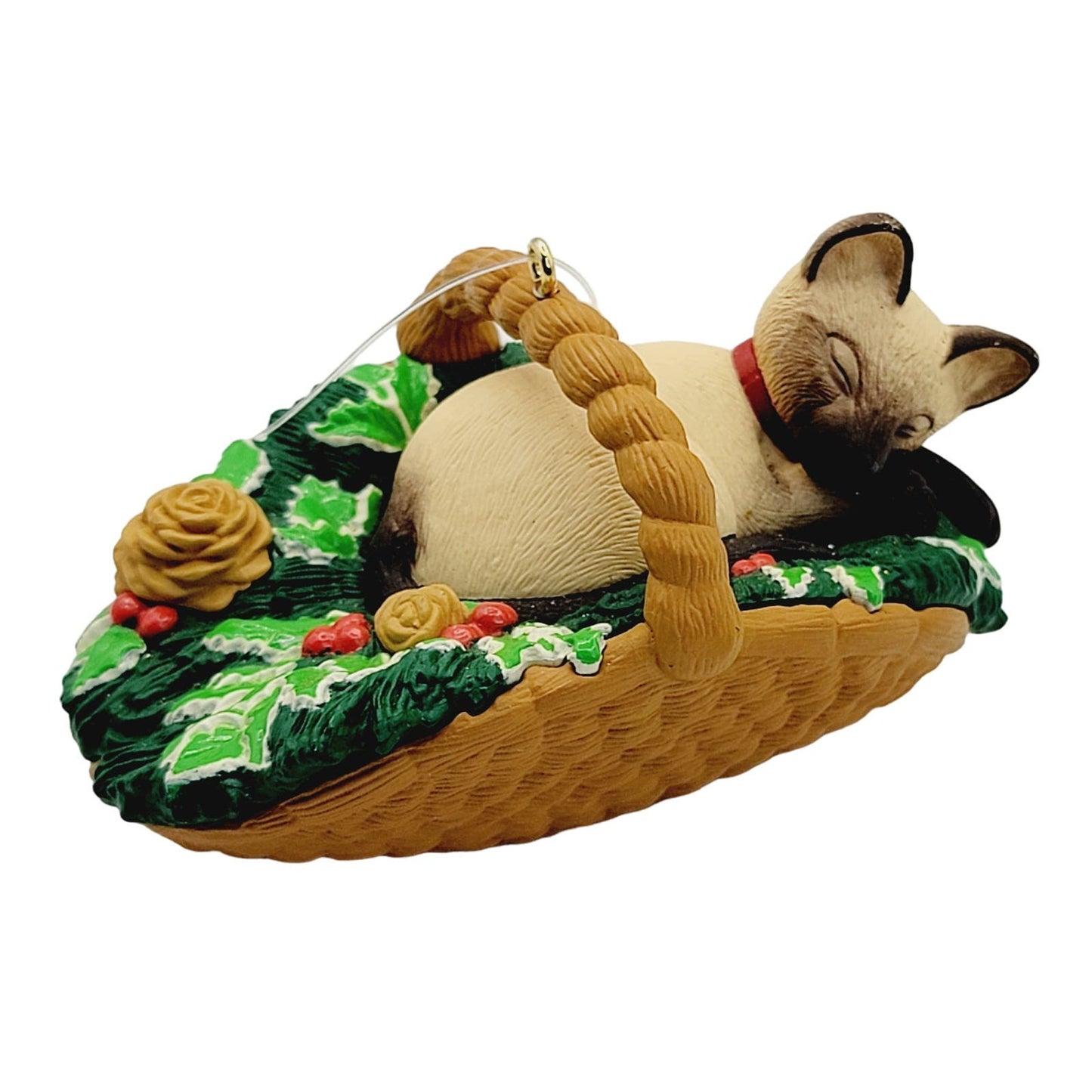 Hallmark Sleeping Siamese Cat Basket 1996 Ornament Cat Naps Series Signed Dill