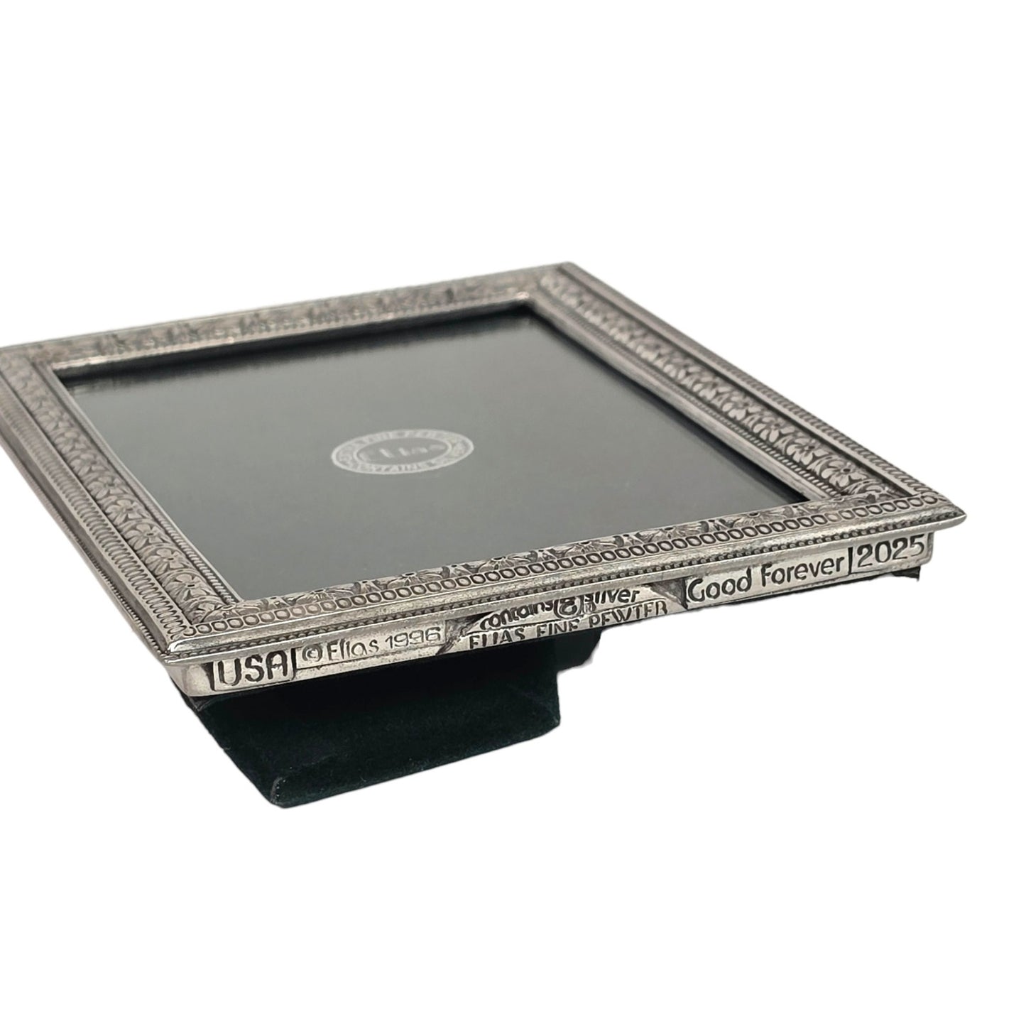 1996 Elias Fine Pewter Picture Frame Ornate Vintage Velvet Back Rectangle #2025
