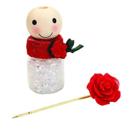 Red Flower Sparkly Single Hat Pin Holder