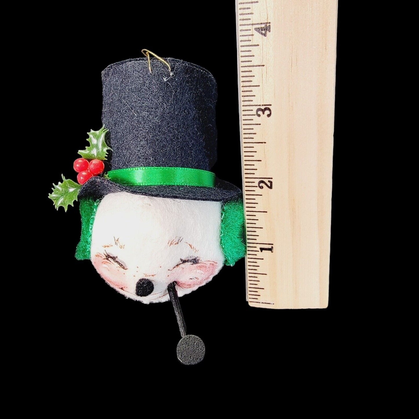 Annalee 1983 Snowman Head Mobilitee Doll Ornament Pipe Holly Trim A Tree New BOX