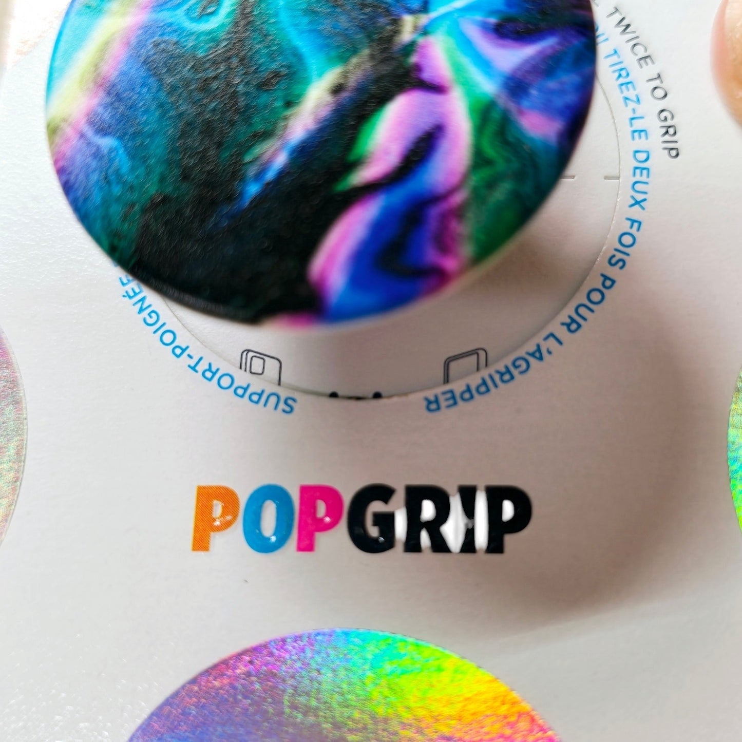 NEW! PopSockets PopGrip Phone Grip Stand Oil Agate with Swap Top Swirl Pattern